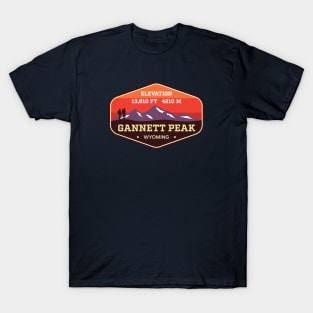 Gannett Peak Wyoming Mountain Climbing Badge T-Shirt